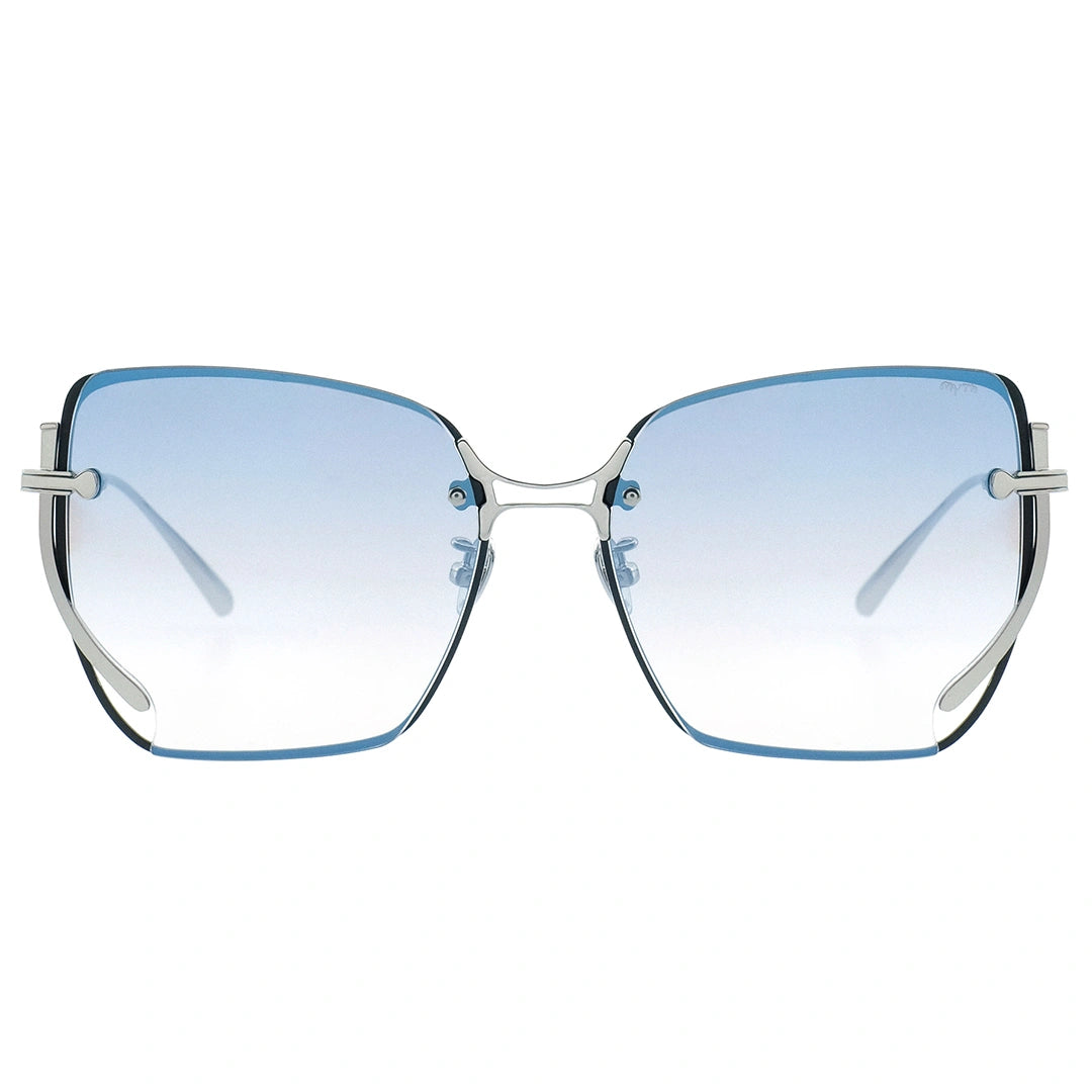 MYTH GREECE μορφώ  square sunglasses light blue gradient lenses thin silver metal frames 