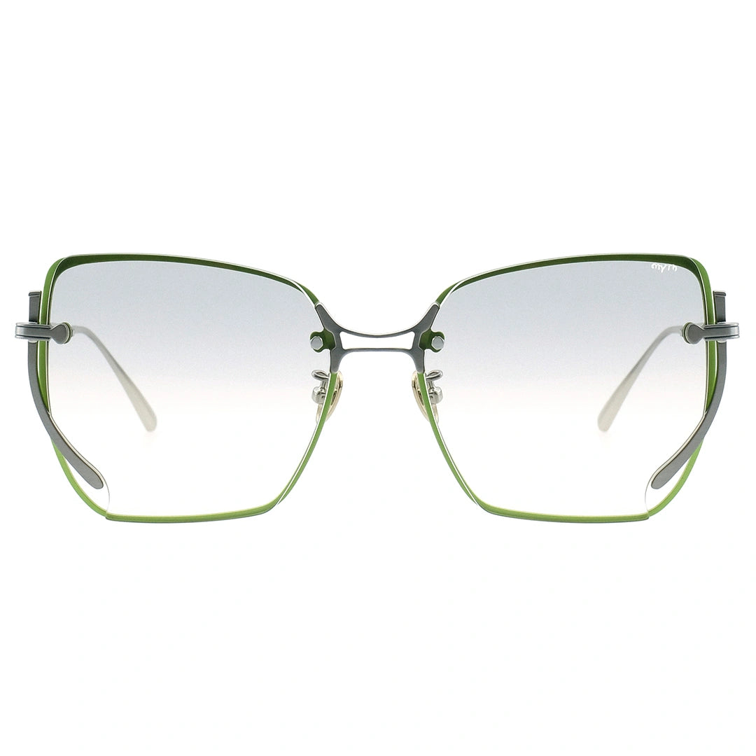 MYTH GREECE μορφώ  square sunglasses light tinted gradient lens thin silver metal frames 