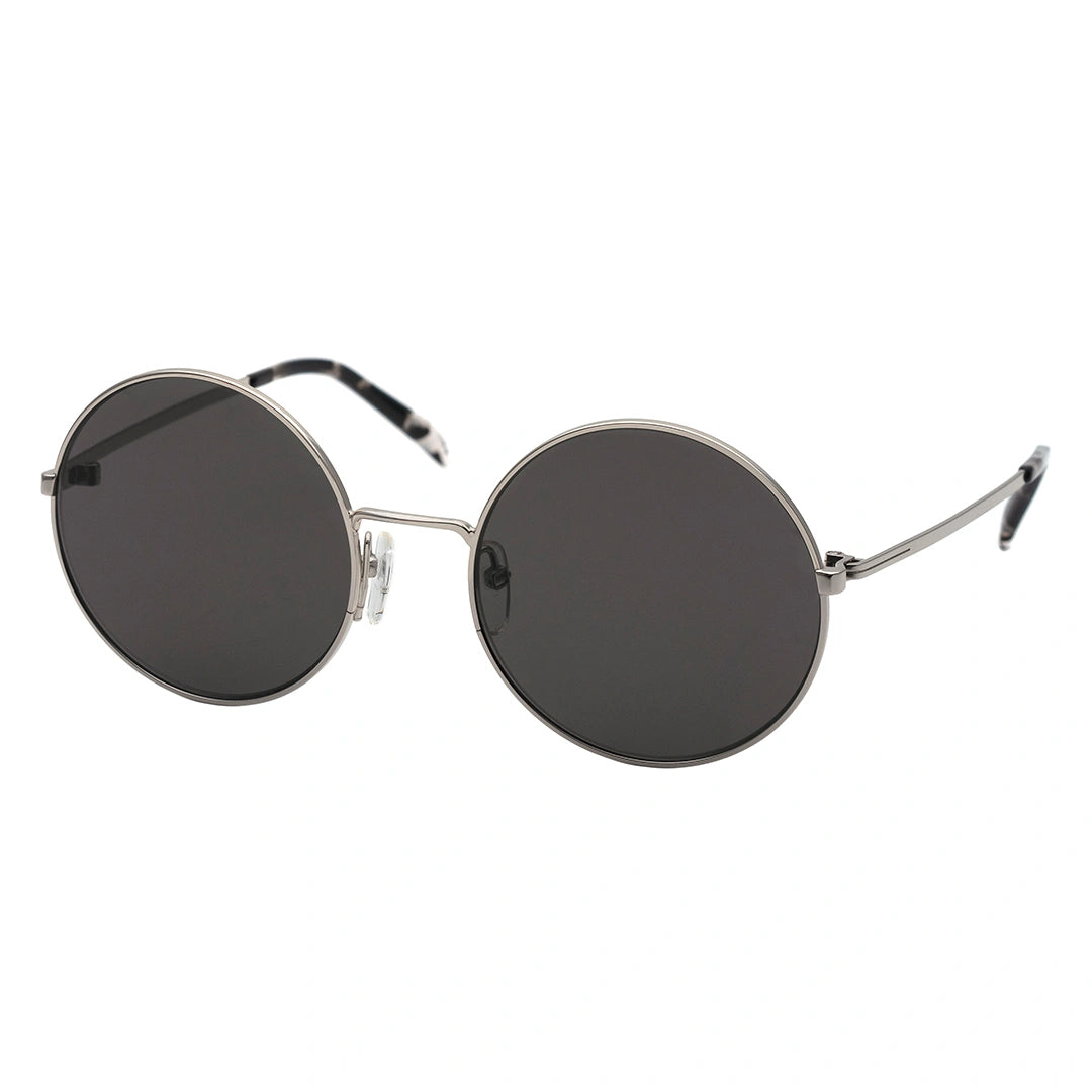 MYTH Greece CIR ZERO dark
retro round sunglasses black, thin silver metal frame sunglasses with adjustable nose pad, sunglasses in 70s