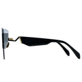 MYTH Greece MYTHPUNK heart shaped sunglasses black lens double bridge thick frame with Morse code patterns on the temple with adjustable nose pad