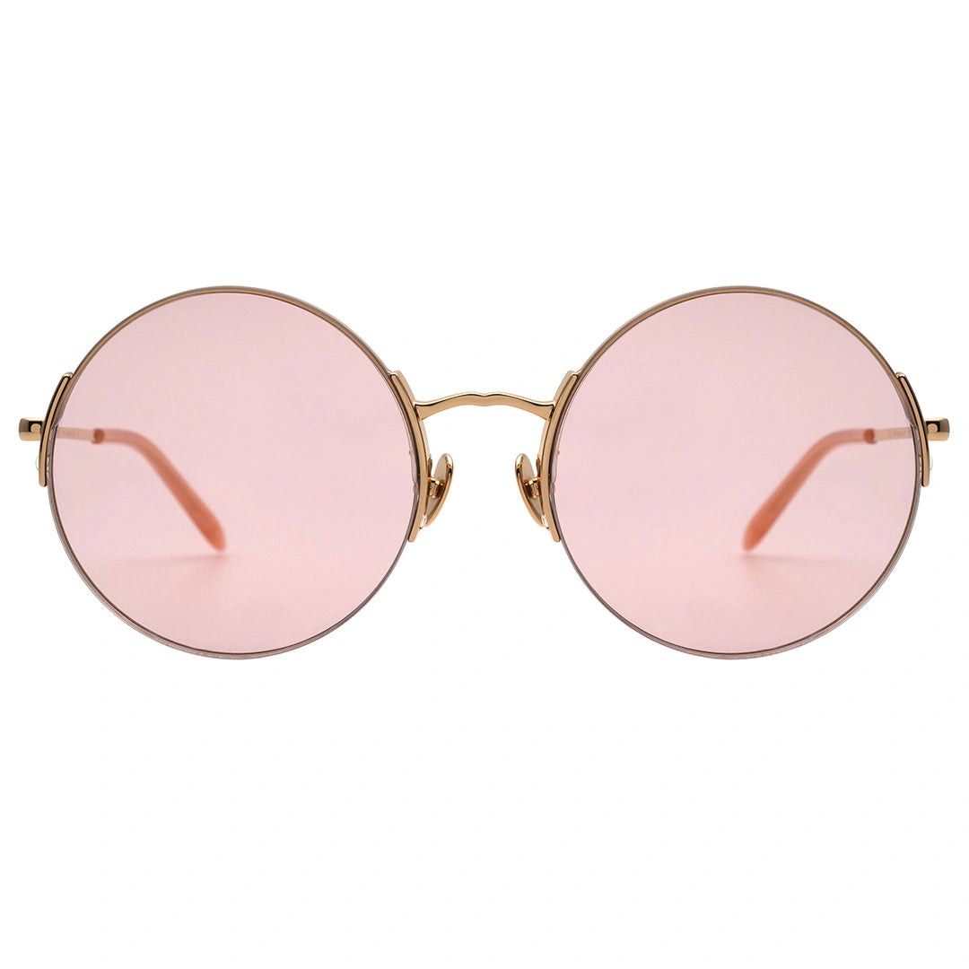 MYTH Greece arete retro round sunglasses pink lens thin gold metal frame ladies and womens round sun glass