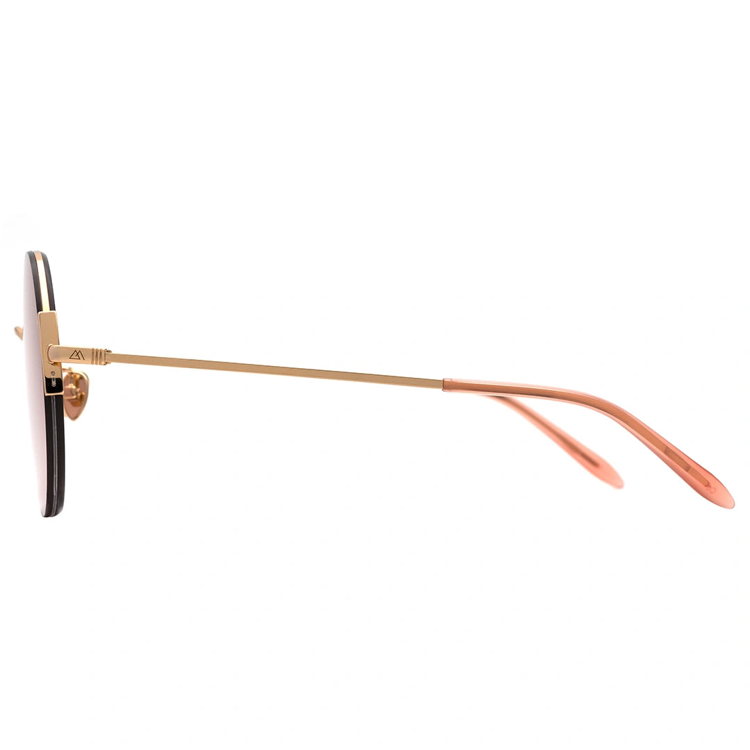 MYTH Greece arete retro round sunglasses pink lens thin gold metal frame ladies and womens round sun glass