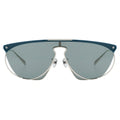 Myth Greece M4 KNIGHT one piece flat top browline sunglasses blue grey lens silver metal frame with bold design for mens and womens 
