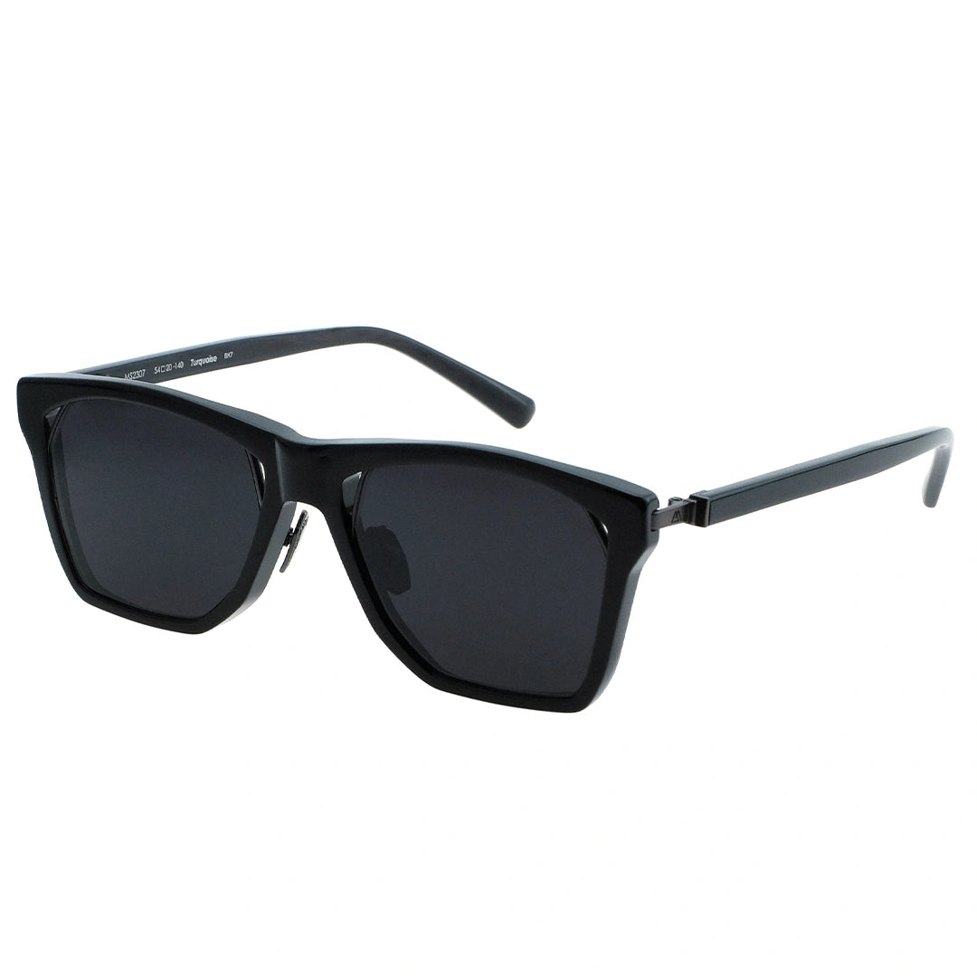 Myth Greece Turquoise flat top all black square sunglasses acetate frames with adjustable nose pad mens and womens modern stylish
