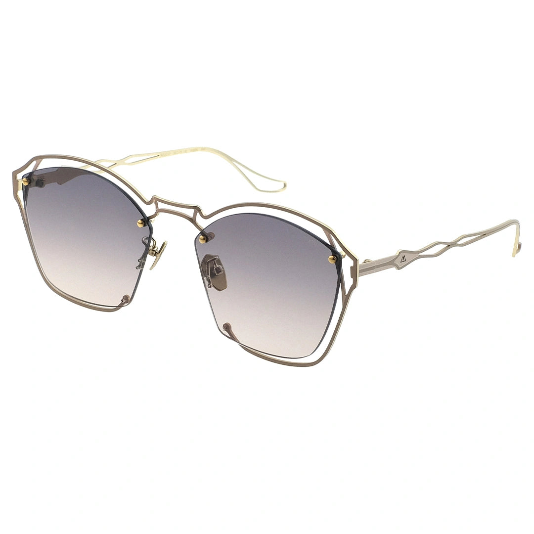 YARN square gray pink gradient sunglasses with thin gold metal frame hollow decoration
