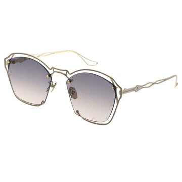 YARN square gray pink gradient sunglasses with thin gold metal frame hollow decoration
