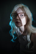 Wood grain acetate spectacle frame, cat eye gold eyeglasses