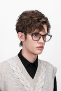 Transparent grey acetate spectacle frame, d-frame gold eyeglasses